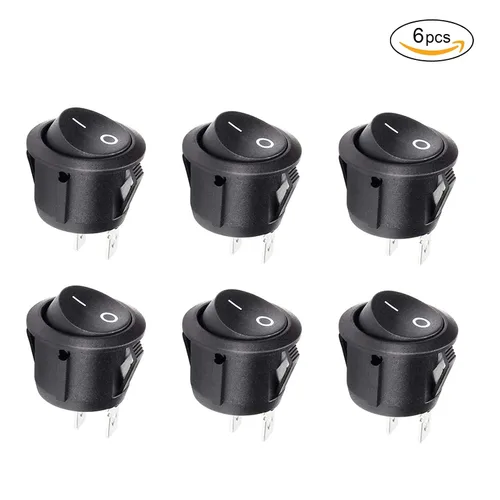 Miniatura 2 de 6 unids negro interruptor de encendido / apagado con pestillo redondo interruptor de palanca SPST 6A/250v 10A/125v para barco coche, etc