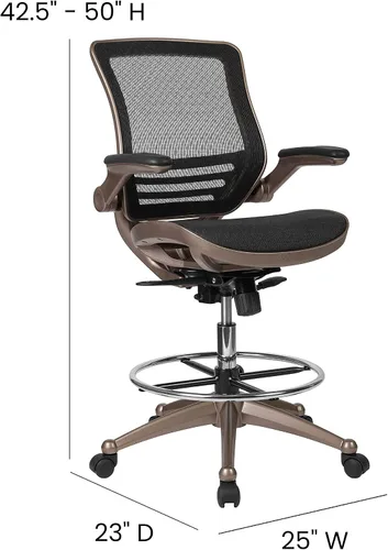 Miniatura 3 de Silla Flash Furniture de malla, negra, transparente, con marco dorado melrose y brazos abatibles, Metal, Negro, "Negro