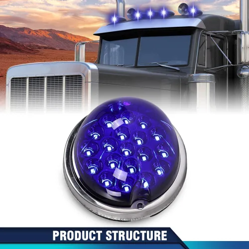 Miniatura 4 de PIT66 Lente transparente Luz LED azul Sandía (19 LED) Marcador de luz intermitente universal