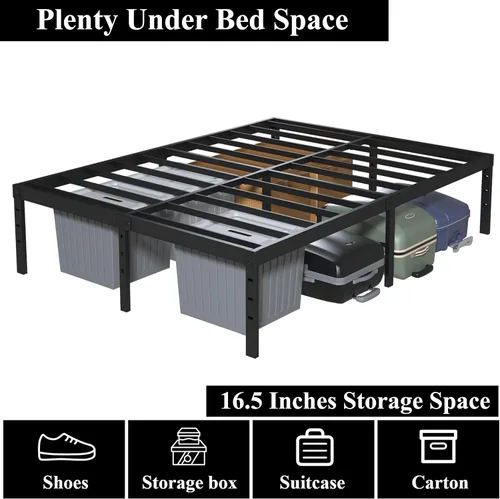 Miniatura 6 de Upcanso Marcos de cama tamaño California King de 18 pulgadas sin necesidad de somier, marco de cama con plataforma tamaño California King con alto