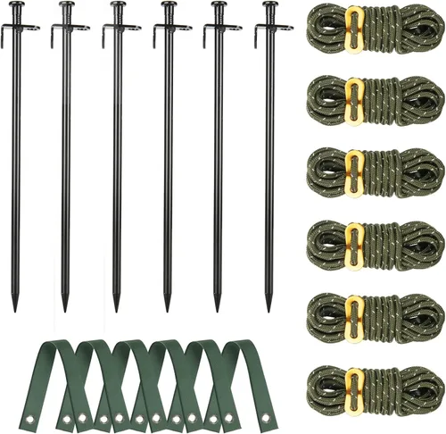 Miniatura 9 de Kit de estacas de árbol resistente, estacas de acero de 11.8 pulgadas y soportes para árbol joven, antiviento fuerte, kit de enderezamiento