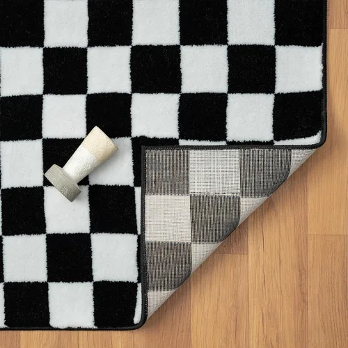 Miniatura 9 de LUXE WEAVERS Alfombra geométrica a cuadros en blanco y negro 5x7