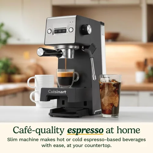 Miniatura 3 de Cuisinart Espresso Bar Slim Máquina de Café Espresso, Hace Bebidas Calientes o Frías de Calidad de Café Incluyendo Cappuccino, Lattes y Bebidas