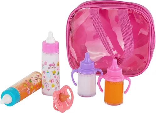 Miniatura 4 de Cochecito de muñeca de bebé con diseño de flores y juego de alimentación que desaparece