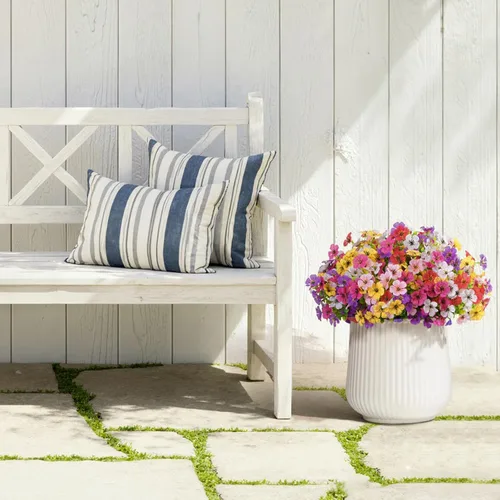 Miniatura 7 de Lifewit Flores artificiales para interiores y exteriores, 12 paquetes de flores falsas de plástico con hojas de eucalipto para decoración del jardín