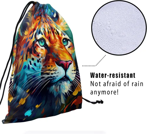 Miniatura 137 de Bolsa de agarre de gimnasia de piel de animal, bolsa de gimnasia con cordón ajustable, bolsa de cuerda para fauna silvestre, Mariposas Galaxy