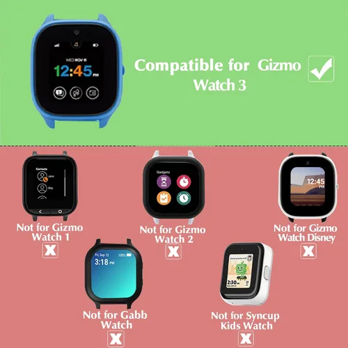 Miniatura 2 de Paquete de 2 fundas protectoras para Verizon Gizmo Watch 3, protector de pantalla de policarbonato duro, protector de pantalla de vidrio templado