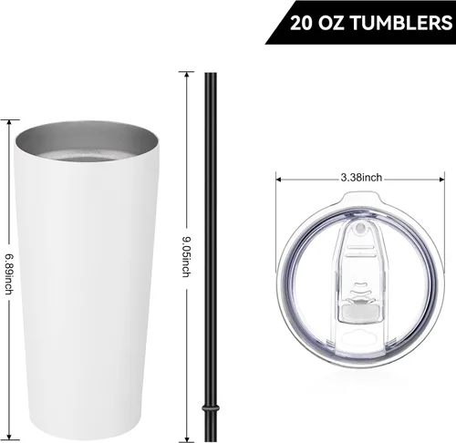 Miniatura 3 de VEGOND Vaso de 20oz a granel con tapa y pajita, vaso aislado al vacío de acero inoxidable de doble pared para café, viaje, paquete de 1 unidad
