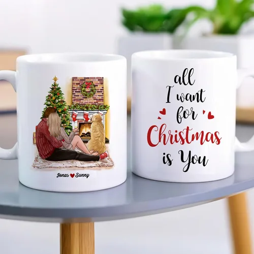 Miniatura 3 de Gossby Taza de café de Navidad personalizada para parejas y perros, personalizada con diseño, nombre, regalo de Navidad para novia, novio, esposa