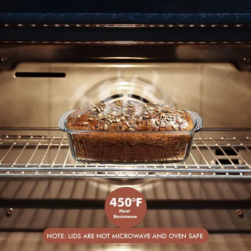 Miniatura 2 de Razab LARGE 7.6 Cups/1800 ML/1.9 Qt Glass Loaf Pan with Lids - Meatloaf Pan BPA free Airtight Lids Grip Handle Easy Carry, Microwave and Oven Safe