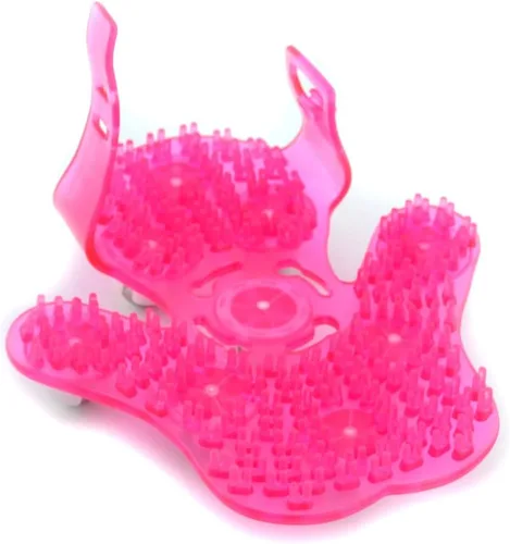 Miniatura 3 de Samyo Guante para masajes en forma de mano, masajeador corporal con 9 rodillos de 360 grados, bola giratoria metálica, cuidado para el cuerpo, Rosa