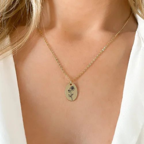 Miniatura 8 de Collar personalizado con nombre de flor de nacimiento para el día de la madre, chapado en oro de 18 quilates, collar de flores delicadas, joyería