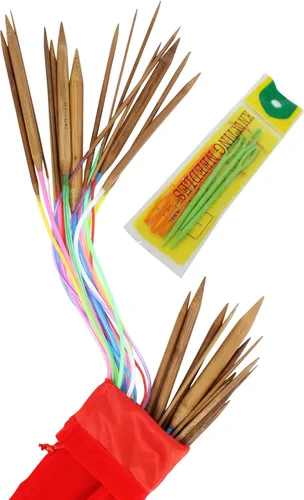 Miniatura 9 de KnitPal Juego de agujas de tejer circulares de bambú de 47 pulgadas (47.2 in), 16 pares, tamaños: US 0-17 (0.079 in-0.472 in) - Agujas de tejer