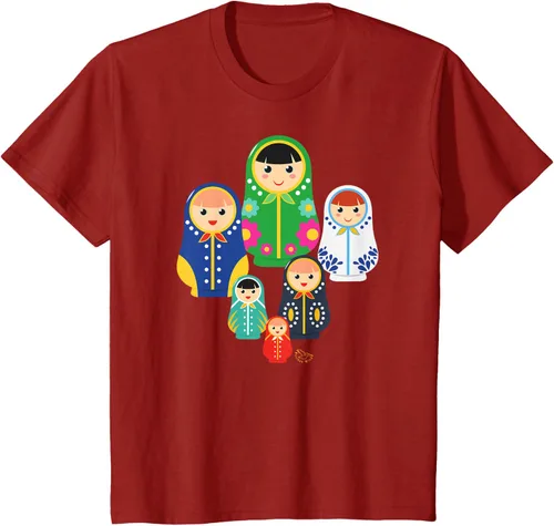 Miniatura 56 de Matryoshka Russian Nesting Dolls, Rusia - Camiseta de regalo, Azul / Patchwork, S