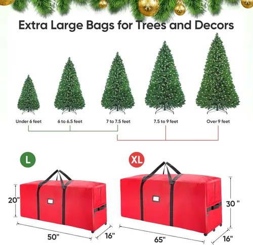Miniatura 5 de BALEINE Bolsa de almacenamiento rodante para árbol de Navidad de 7.5 pies, 2 ruedas giratorias para fácil movimiento, tela Oxford 600D de servicio
