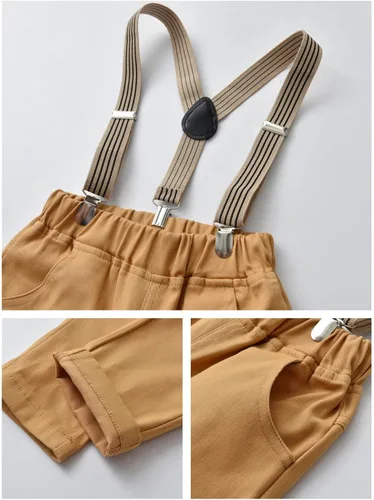 Miniatura 7 de Toddler Dress Suit Baby Boys Clothes Sets Bowtie Shirts Suspenders Pants 4pcs Gentleman Outfits Suits 6 Month 6 Years