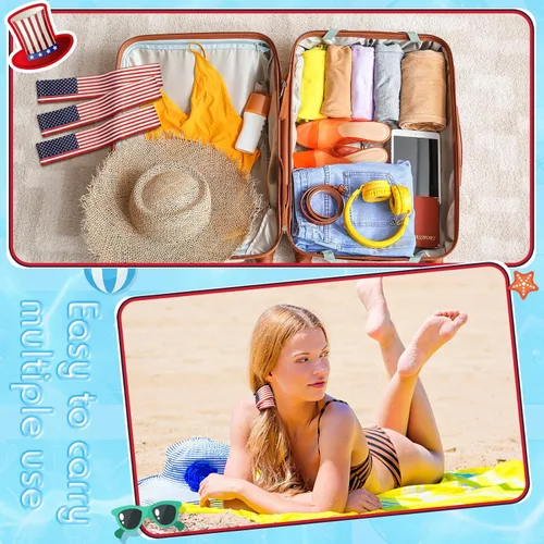 Miniatura 4 de Boao 4 paquetes de bandas de toalla para silla de playa, esenciales para piscina y crucero, elásticas y resistentes al viento, clips para toallas