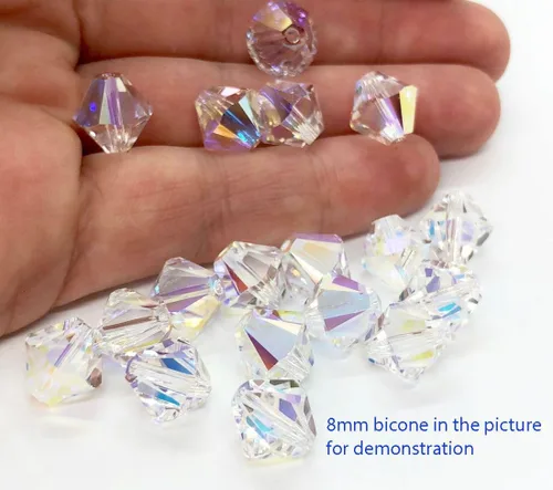 Miniatura 95 de 100 piezas auténticas Preciosa de 3 mm (0,12 pulgadas) cuentas sueltas de cristal bicono facetado pequeño amatista púrpura compatibles con cristales