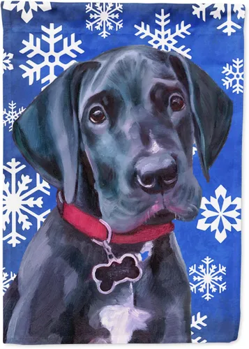 Miniatura 254 de Caroline's Treasures SC9374GF Bulldog English Snow flakes Holiday Garden Flag Buzón Bandera decorativa para patio exterior, patio, obras de arte