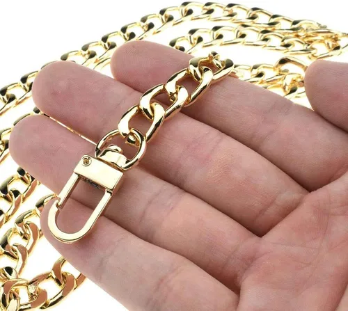 Miniatura 48 de HAHIYO Correa metálica de cadena para bolso de 43.3' de oro para bolso cruzado, bandolera y bolso de mano, cómoda y plana de 0.4' de ancho, extra