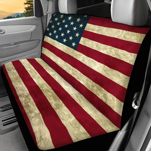 Miniatura 2 de AFPANQZ Funda protectora para asiento trasero de automóvil, con bandera patriótica estadounidense, solo para asiento trasero de automóvil, camión