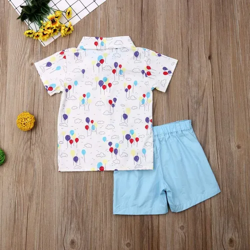 Miniatura 70 de Conjunto de camisa de manga corta con botones y pantalones cortos casuales con diseño de flamingo, para bebés y niños de 1 a 6 años, atuendos