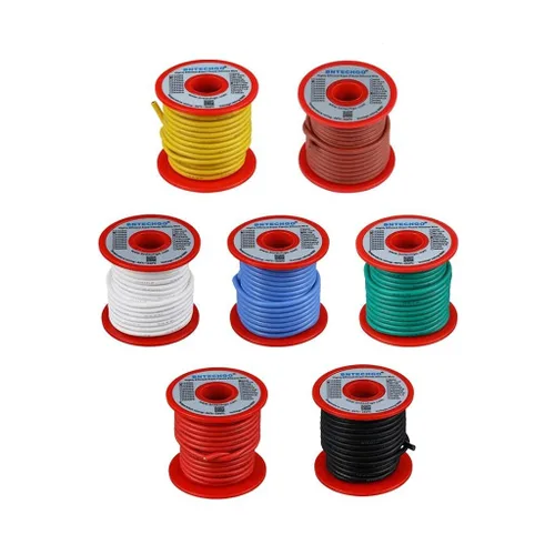 Miniatura 30 de BNTECHGO Carrete de alambre de silicona calibre 14 20 pies rojo y 20 pies negro flexible 14 AWG alambre de cobre estañado trenzado