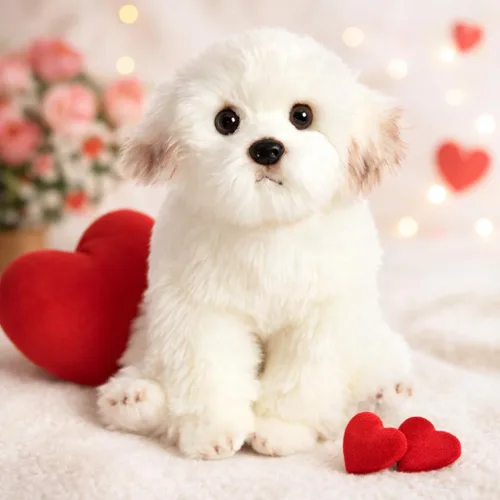 Miniatura 2 de HollyHOME Peluche maltés realista de perro maltés, regalo para mascotas, 13 pulgadas
