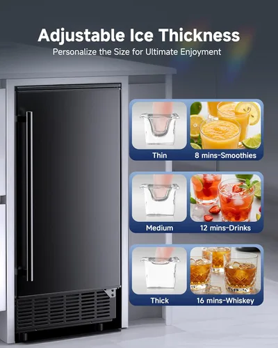 Miniatura 3 de Máquina de hielo comercial debajo del mostrador con bomba de drenaje, produce 85 libras de salida diaria, capacidad de almacenamiento de 24 libras