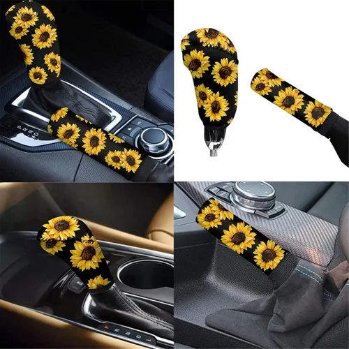 Miniatura 7 de Juego de 2 piezas set de accesorios interiores para coche, para las mujeres, hombres; cubierta de palanca de cambios/freno de mano, personalizada