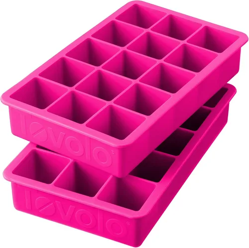 Miniatura 10 de Tovolo Bandeja de silicona para cubitos de hielo, color rojo manzana caramelo, paquete de 2 moldes para bandejas de hielo sin BPA para bebidas