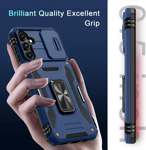 Miniatura 6 de DEERLAMN Funda para Samsung Galaxy A14 5G con Cubierta Deslizante para Cámara + Protector de Pantalla (2 Paquetes), Soporte de Anillo Giratorio