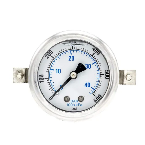 Miniatura 15 de PIC Gauges 203L-204A Manómetro relleno de glicerina con abrazadera en U con carcasa SS/bisel, internos de latón, lente de PC, dial de 2 pulgadas