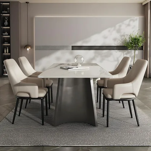 Miniatura 6 de Juego de 2 sillas de comedor modernas, sillas de metal con costuras y patas de metal, sillas de cocina modernas tapizadas de piel sintética, silla