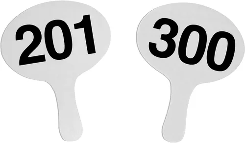 201-300, Cartonplast de 0.079 in, juego de paletas de subasta Better Bidders de forma ovalada, ventiladores de plástico blanco de 1 pieza (201-300)