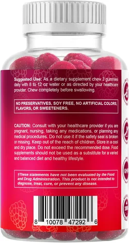 Miniatura 9 de Vitamatic Gomitas de magnesio extra fuertes, 255 mg (magnesio elemental) por porción, 60 gomitas veganas que apoyan la relajación, la función