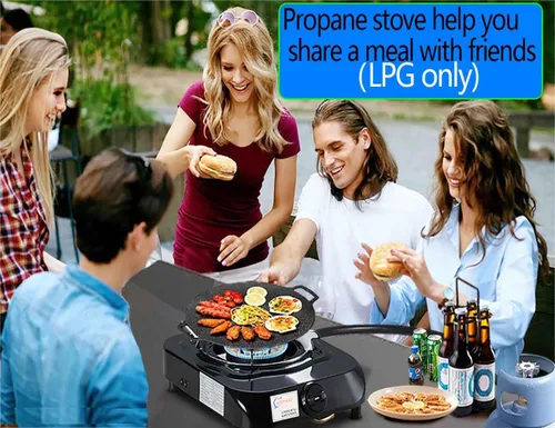Miniatura 7 de Horynar Estufa de propano de un solo quemador con manguera LPG CSA de 13,000 BTU con quemador de propano único, protección de interruptor