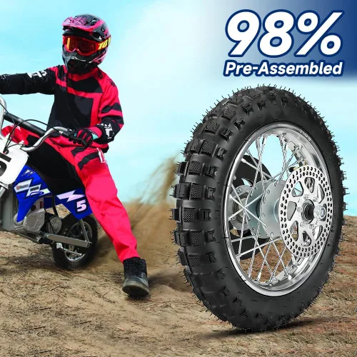Miniatura 9 de FVRITO Reemplazo del conjunto de rueda trasera para Razor MX500 MX650 SX500 Mini Dirt Rocket Bike 2.50-10 2.50x10 Tubo de neumático Llanta de cadena