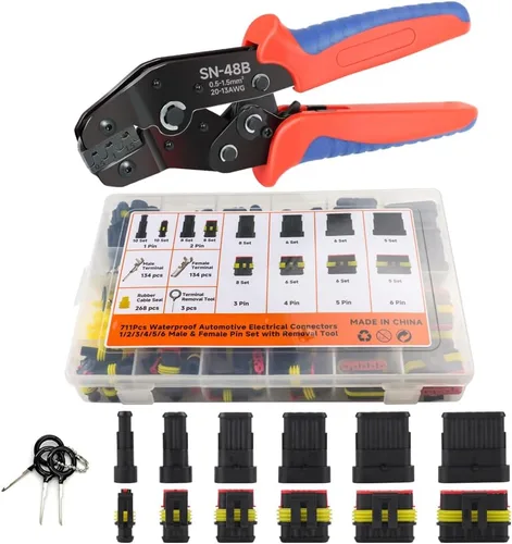Miniatura 8 de 94 Piezas 6 Juegos Kit de Conectores Deutsch DT, Conectores DT de 2/3/4/6/8/12 Pines con Contactos Estampados Tamaño 16, Conectores Impermeables