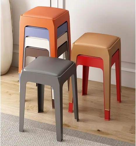 Miniatura 4 de ZJIEX Taburetes de bar modernos de plástico para mostrador, silla de isla de cocina sin brazos, taburete de encimera sin espalda, taburetes