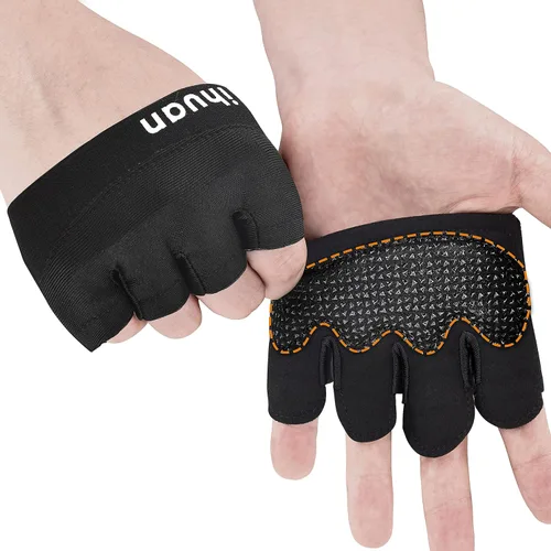 ihuan Nuevos guantes de entrenamiento de gimnasio para levantamiento de pesas para hombres y mujeres, ideales para levantamiento de pesas, Negro