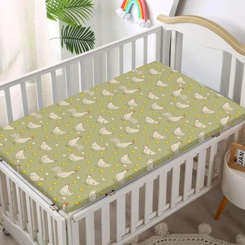 Miniatura 2 de Sábana bajera ajustable para cuna con temática de granja, sábana bajera estándar de poliéster suave y transpirable, sábanas para cuna de bebé