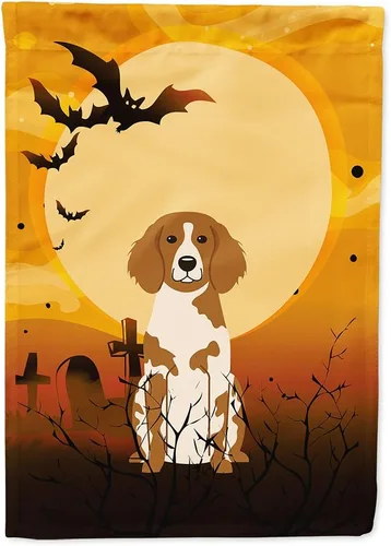 Miniatura 182 de Caroline's Treasures BB4307GF - Bandera de Halloween Airedale para jardín, bandera decorativa para patio exterior, obras de arte de patio, macizos
