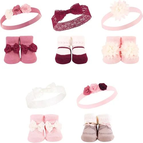 Miniatura 75 de Hudson Baby Conjunto de regalo de diadema y calcetines para niña Flor azul marino rosa