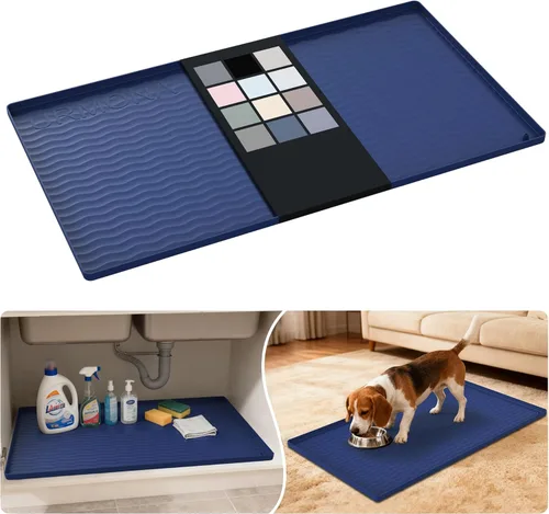 Miniatura 79 de URMONA Tapete de silicona impermeable para debajo del fregadero, 34 x 22 pulgadas, forro para estante de cocina y baño, protector de gabinetes