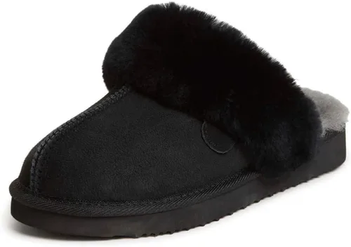 Miniatura 65 de Dearfoams Fireside Sydney Pantuflas anchas de piel de oveja para mujer, para interiores y exteriores