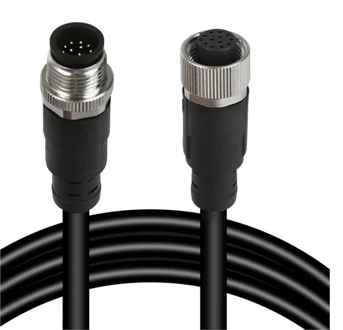 Miniatura 9 de Cable conector macho a hembra M12 de 8 pines – Cable de extensión de sensor impermeable industrial, cable de señal seguro codificado A