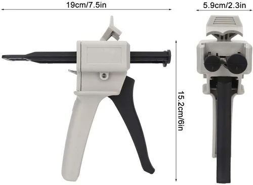 Miniatura 2 de Pistola de pegamento AB de 1.7 fl oz, 7.5 x 2.3 x 6 pulgadas mixta universal 1:1 y 2:1 herramienta de mango de aplicación adhesiva