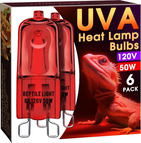 Miniatura 14 de Briignite Lámpara de calor de reptil roja, bombilla de calor G9 de 50 W y lámpara de cúpula para reptiles, reflector de aluminio, lámpara de calor