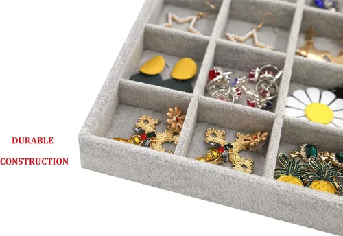 Miniatura 4 de Stratalife Bandeja apilable para joyas, 12 rejillas de terciopelo, organizador de joyas, almacenamiento de pulseras para cajones (12 rejillas)